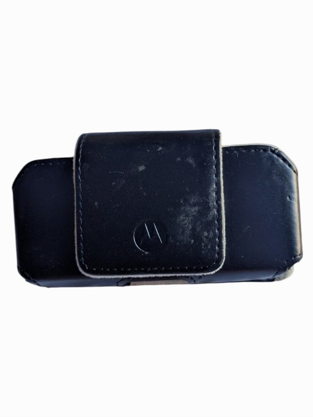 Motorola Black Leather Horizontal Belt Holster with Flip Closure